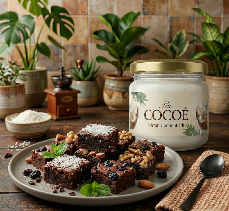 unsuz ve sekersiz saglikli brownie hindistan cevizi yagi