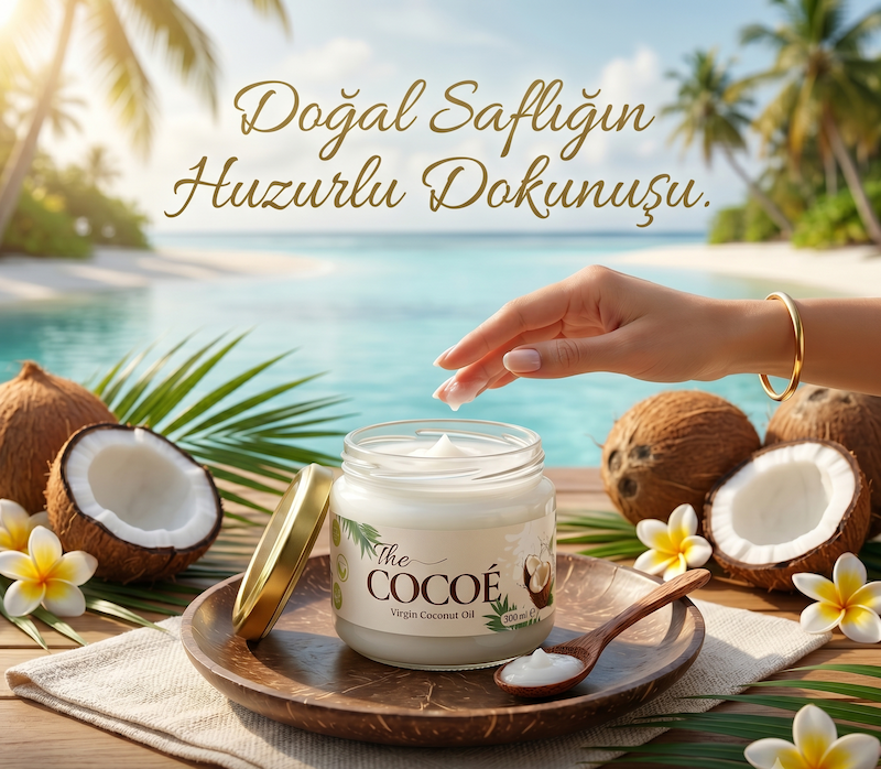 The Cocoé doğal soğuk sıkım hindistan cevizi yağı ile tropikal vücut bakımı.